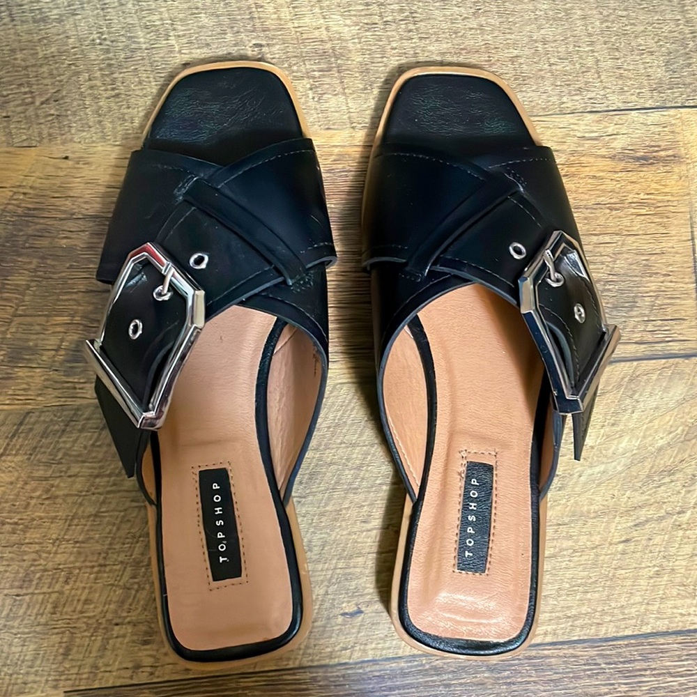 Topshop Porto Black New Sandals Sz 6.5
